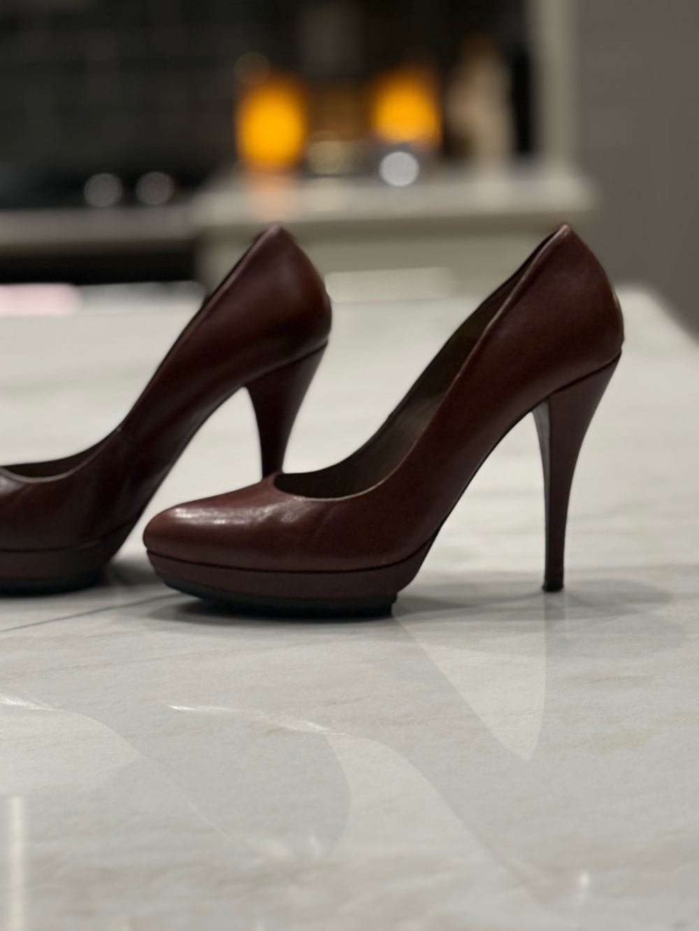 Vintage Rare SOMMIT Platform Pump in Cognac Leather Made in Spain Same Day Ship